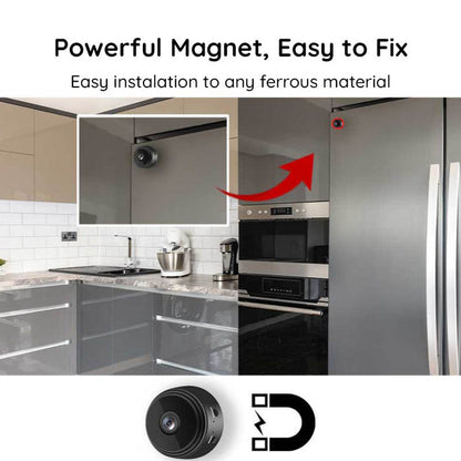 Belro Mini WiFi Camera with HD 1080P resolution, night vision, compact design, and magnetic base for versatile surveillance.