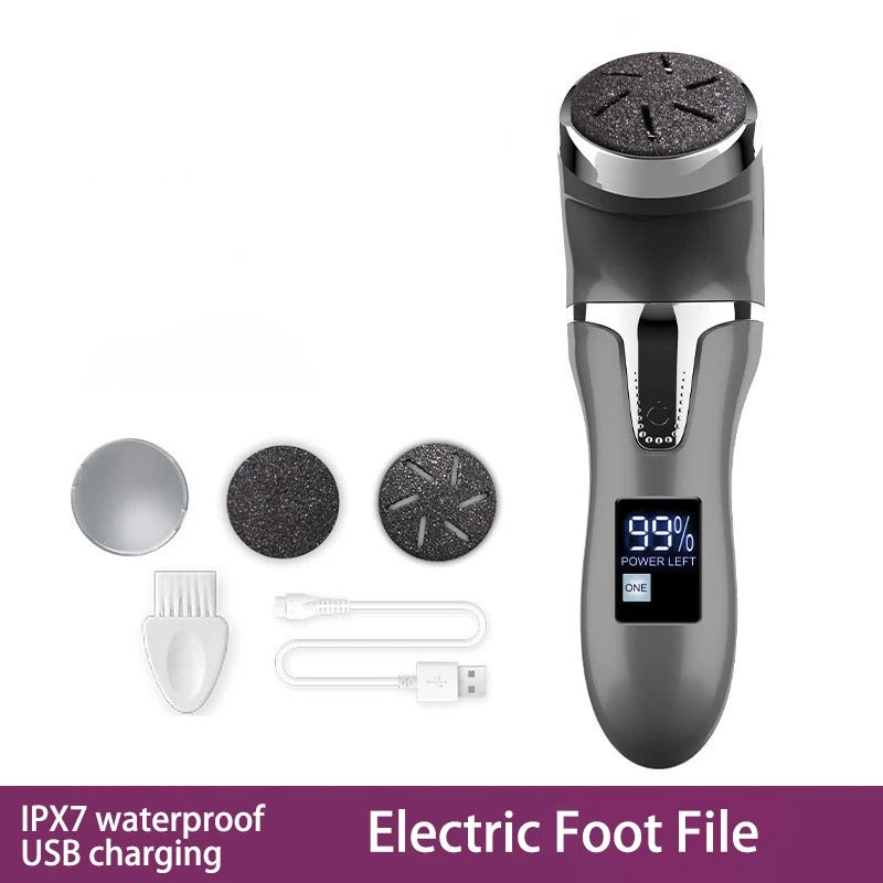 Belro electric foot callus remover with a grinding roller for removing hard skin and calluses from feet.