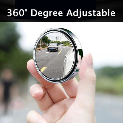 Belro automotive convex blind spot mirror attached to a car door, enhancing visibility and safety while driving.