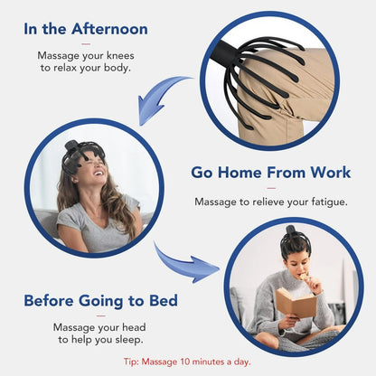 Belro electric octopus head massager with multiple flexible arms for relaxing scalp and stress relief.