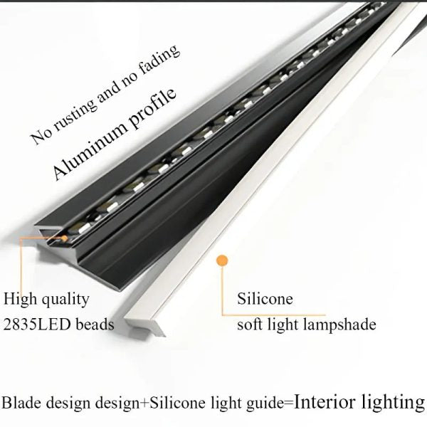 Belro 45-degree LED under cabinet lighting bars, ultra-thin strips for modern home and kitchen cabinet illumination.