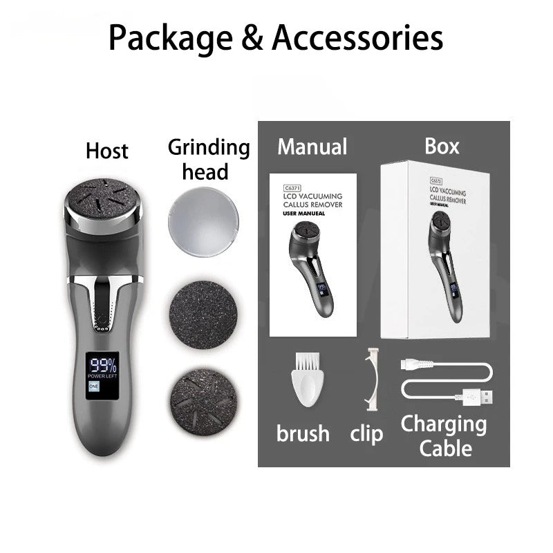 Belro electric foot file for removing calluses and rough skin, showing the handheld device with a grinding roller.