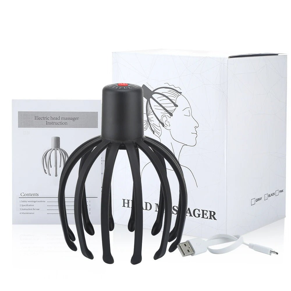 Belro electric octopus head massager with multiple massage nodes for relaxing scalp and stress relief in personal care appliances