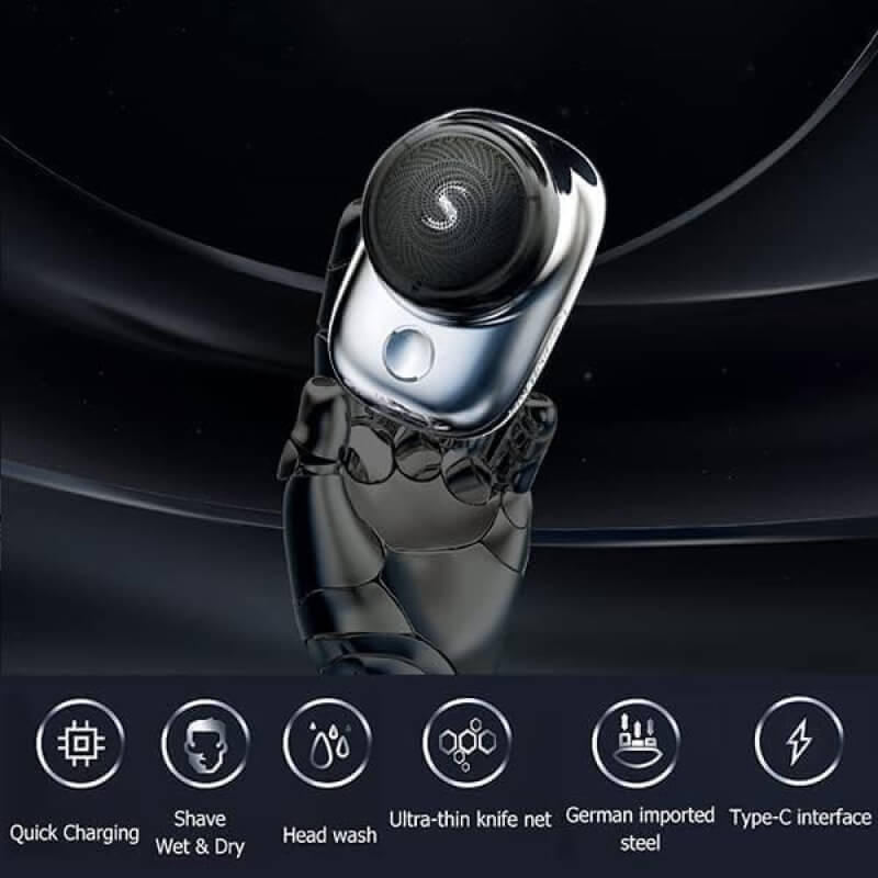 Belro men's mini electric shaver with compact design and foil blades, ideal for quick grooming and travel use.