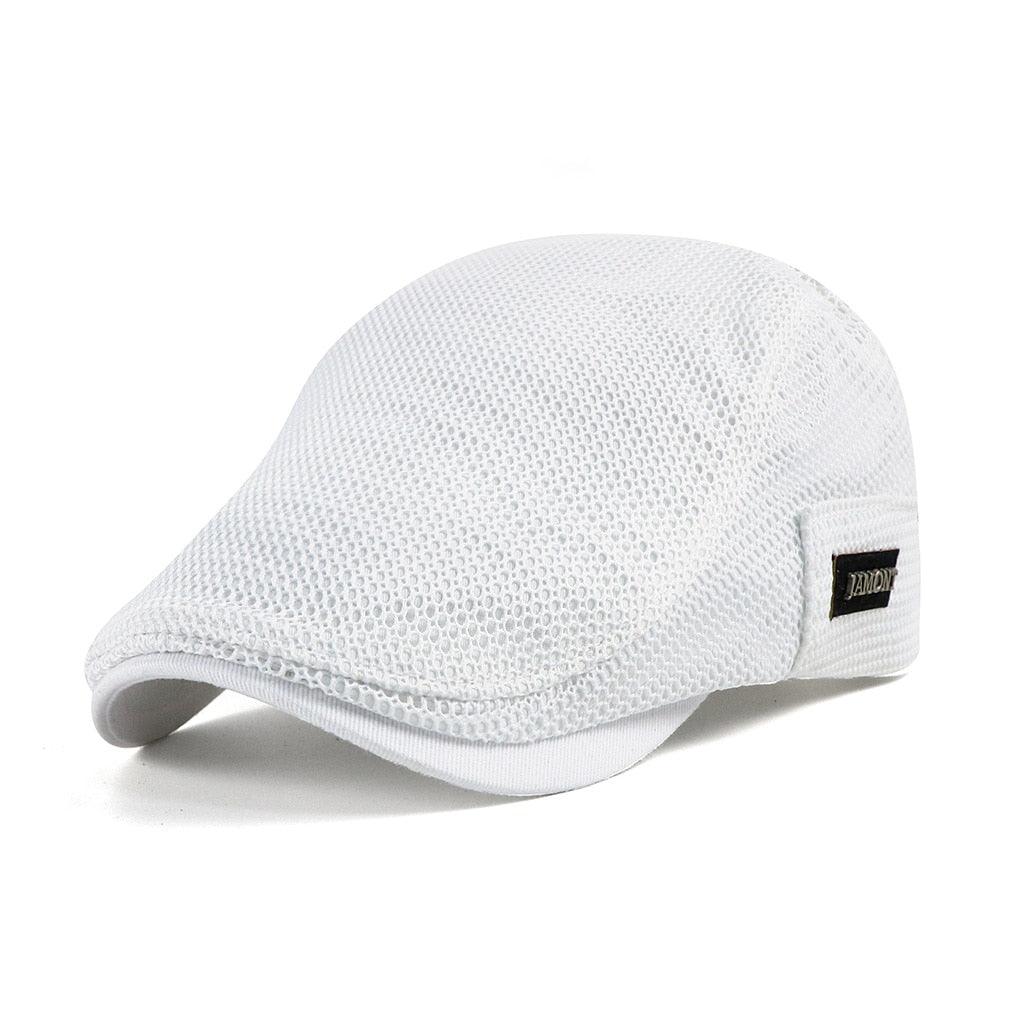 Men's Mivoza Deutschland flat cap with breathable mesh ventilation, casual cotton design, adjustable fit, suitable for everyday wear.