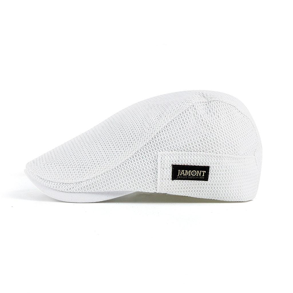 Men's breathable flat cap with mesh ventilation, adjustable fit, made of cotton by Mivoza Deutschland.