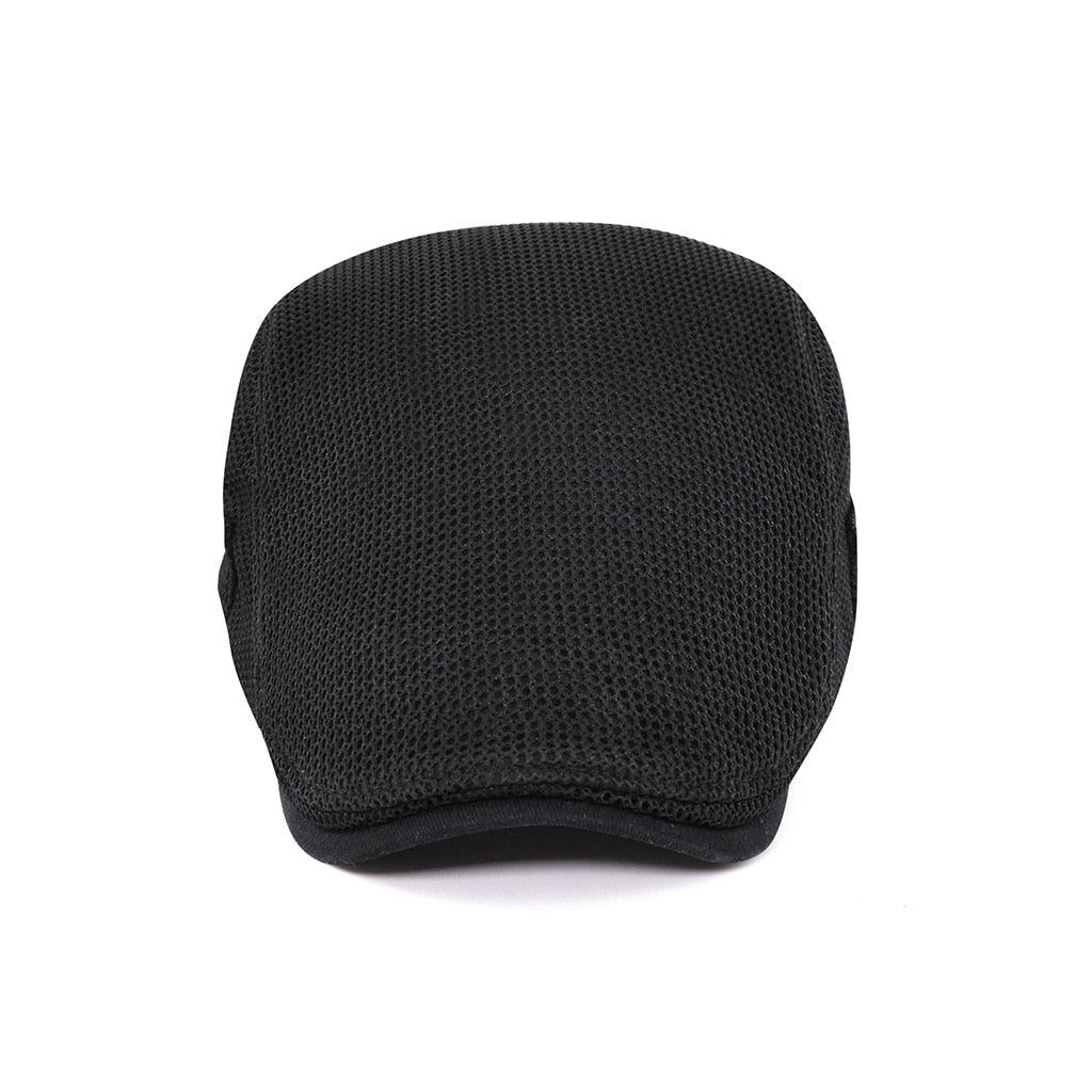 Men's flat cap with mesh ventilation by Mivoza Deutschland, breathable cotton fabric, casual style, adjustable fit, ideal for outdoor wear.