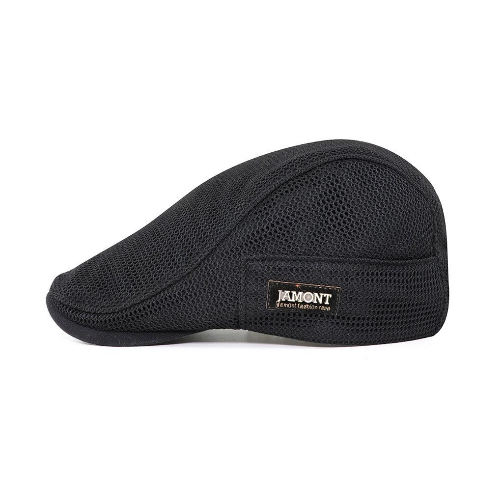 Men's flat cap with mesh ventilation by Mivoza Deutschland, casual cotton cap featuring breathable, adjustable fit.