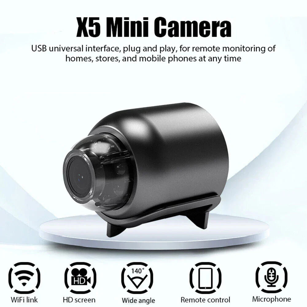 Belro small WiFi security camera with night vision, compact electronic surveillance device, mounted on a wall for home security.