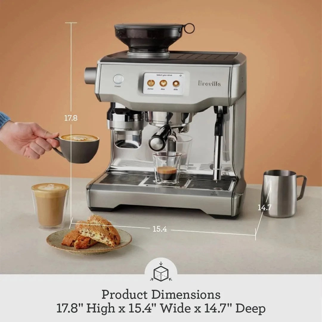 Casavibeo Breville Oracle Touch espresso machine with stainless steel finish and touch screen control.