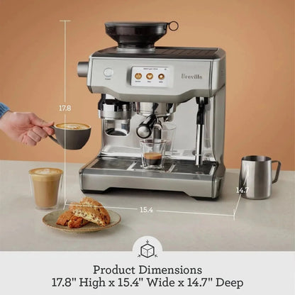 Casavibeo Breville Oracle Touch espresso machine with stainless steel finish and touch screen control.