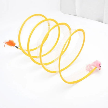 Belro collapsible S type interactive cat tunnel with mouse toy, made of durable fabric, fun for cats to play and hide inside