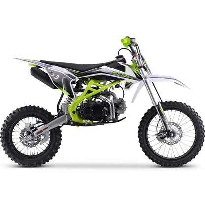Casavibeo MotoTec X3 125cc 4-Stroke Gas Dirt Bike, rugged off-road motorcycle with knobby tires and a sturdy frame.