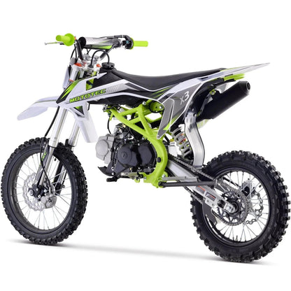 Casavibeo MotoTec X3 125cc 4-Stroke gas dirt bike with rugged design, knobby tires, and a sturdy frame for off-road riding.