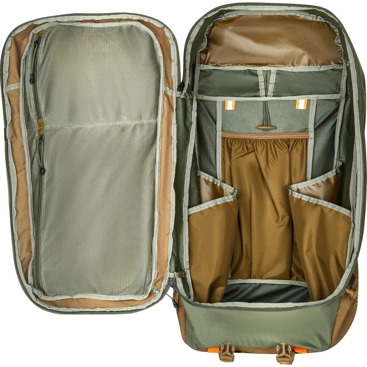 Mystery Ranch Beartooth 85 backpack in rugged gray with multiple compartments and padded shoulder straps, designed for outdoor adventures.
