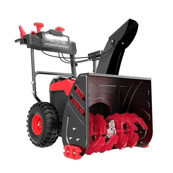 Casavibeo Powersmart 24-inch 80V cordless battery snow blower with large clearing width and ergonomic handle.