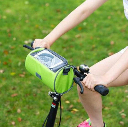 Belro multifunctional touchscreen handlebar bag for bikes, featuring a transparent touchscreen window and durable design.