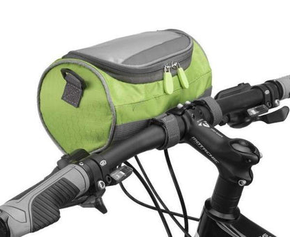 Belro multifunctional touchscreen handlebar bag for bikes, with accessible touchscreen display and durable storage for cycling accessories.