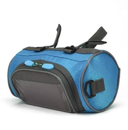 Belro multifunctional touchscreen handlebar bag for bikes, featuring a transparent touchscreen pocket and durable design.