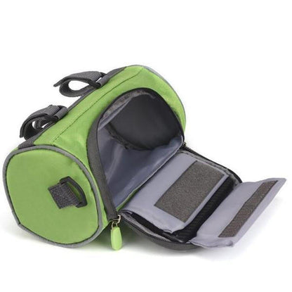 Belro multifunctional touchscreen handlebar bag for bikes, featuring a clear touch window and spacious storage in a durable design.