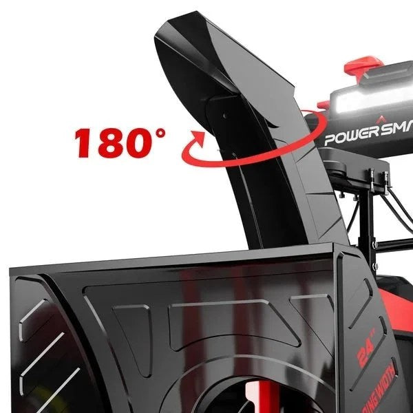 Casavibeo Powersmart 24-inch 80V cordless battery snow blower with handle and auger in action, ideal for clearing snow efficiently