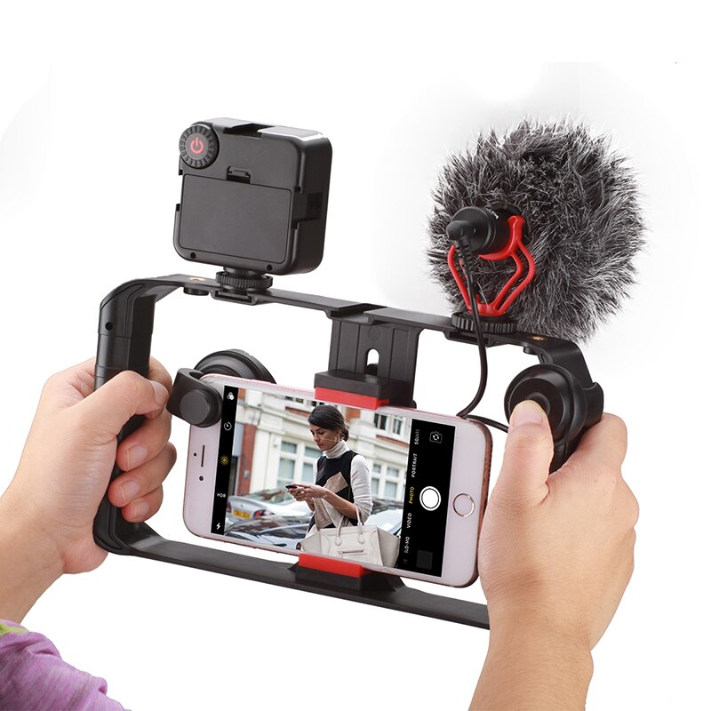 Belro smartphone video rig stabilizer with built-in light, designed for smooth filming and enhanced lighting for mobile videography.