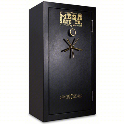 Steel gun safe by Casavibeo with digital combo lock, fire-rated for 30 rifles storage, sturdy and secure.