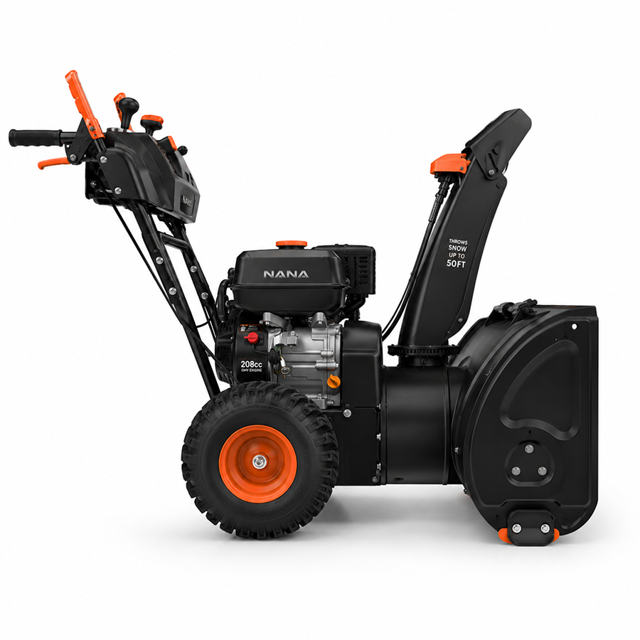 Casavibeo Nana Hardware SnowForce 357cc 28-inch two-stage snow blower with large rotating auger and powerful chute for snow removal