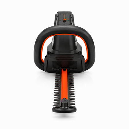 Casavibeo Nana Hardware TrimForce 20V cordless hedge trimmer with 22-inch blades, battery, and charger for garden trimming.