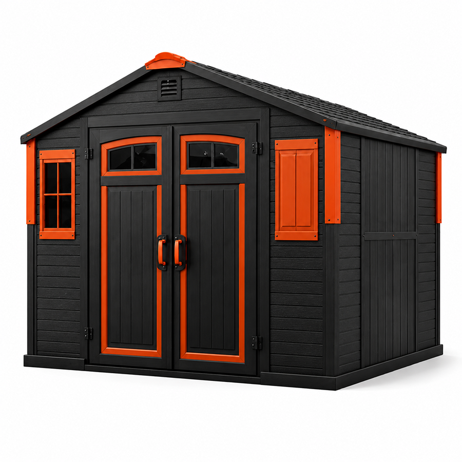 Casavibeo Nana Hardware StoreGuard XL outdoor storage shed, 12x16 feet, with sturdy metal construction and double doors.