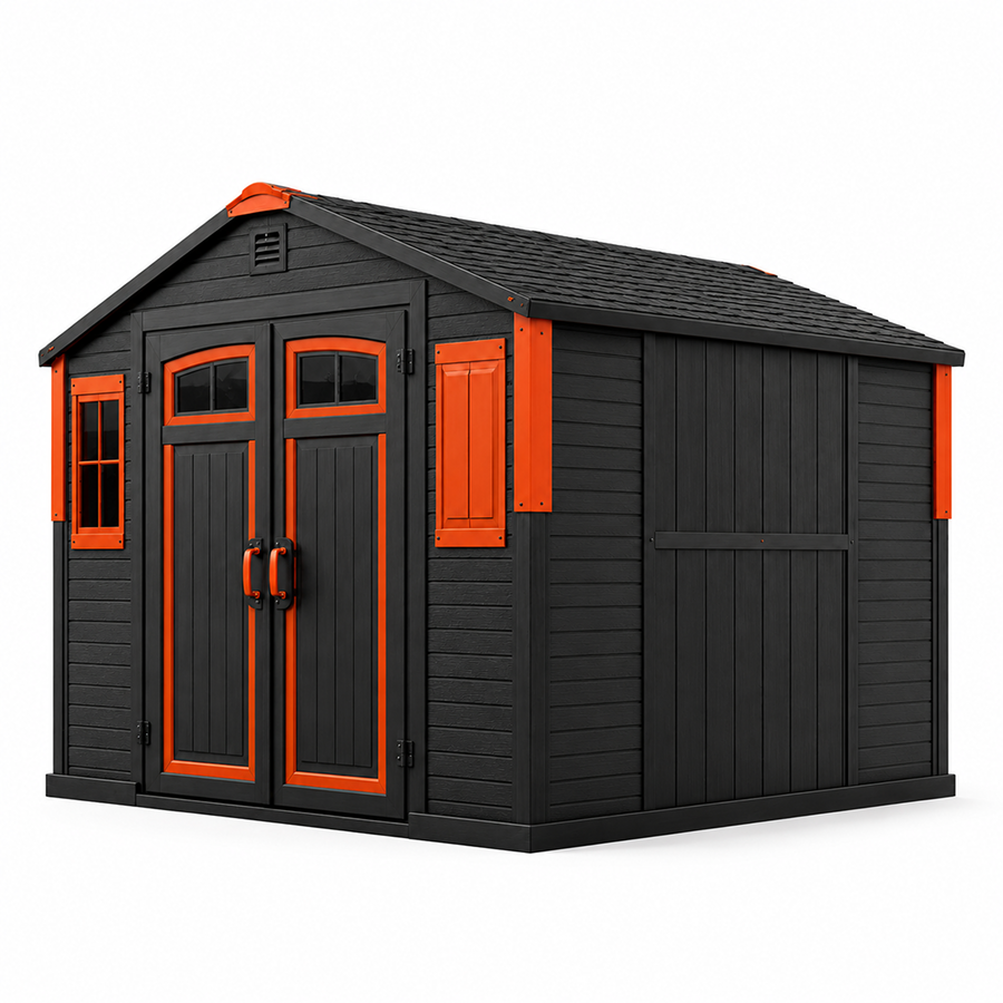 Casavibeo Nana Hardware StoreGuard XL outdoor storage shed, 12' x 16', with metal roof and double doors for secure outdoor storage