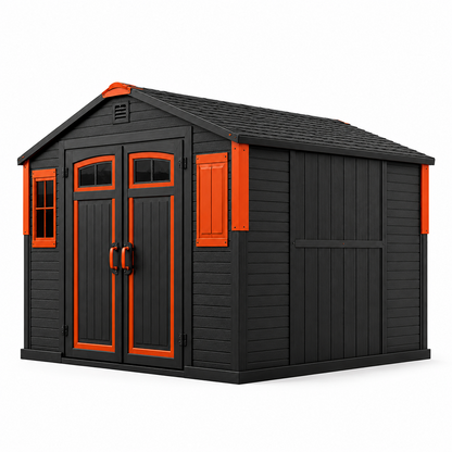 Casavibeo Nana Hardware StoreGuard XL outdoor storage shed, 12' x 16', with metal roof and double doors for secure outdoor storage
