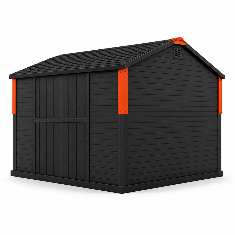 Casavibeo Nana Hardware StoreGuard XL outdoor storage shed, 12x16 feet, with sturdy metal panels and secure door for outdoor storage.