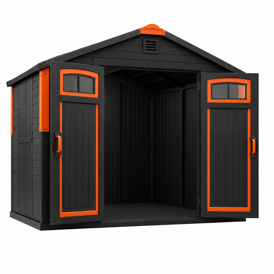Casavibeo Nana Hardware StoreGuard XL outdoor storage shed, 12x16 feet, with sturdy metal walls and a double door design.