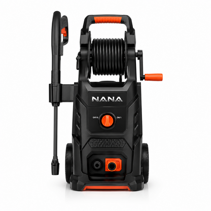 Casavibeo Nana Hardware AquaForce 2300 PSI electric pressure washer with a compact design and hose attachment in a home setting.