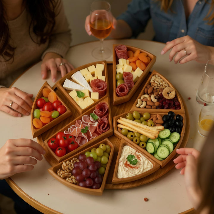Mivoza wooden snack serving tray with banana design, decorative and versatile for kitchen or home serving and relaxation.