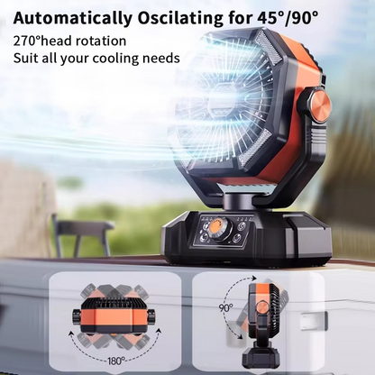 Belro portable camping cooling fan outdoors, compact and lightweight for outdoor activities and camping comfort.