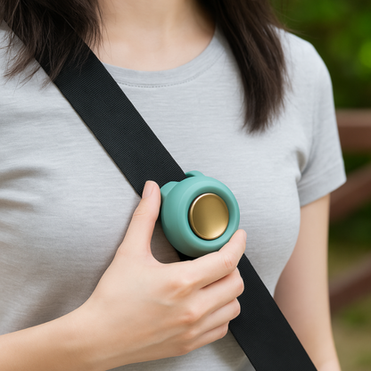 DecorsDeluxe portable bladeless neck fan, mini wearable USB rechargeable cooling fan worn around the neck for hands-free cooling.