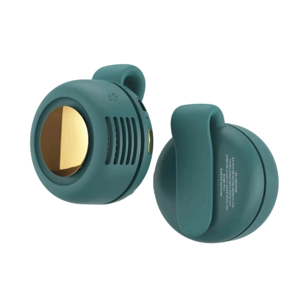 DecorsDeluxe portable bladeless neck fan, mini wearable USB rechargeable cooling fan worn around the neck for hands-free cooling.