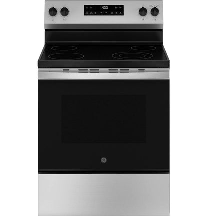 Casavibeo 30-inch freestanding electric range with four burners and digital control panel, black finish, and oven door handle.