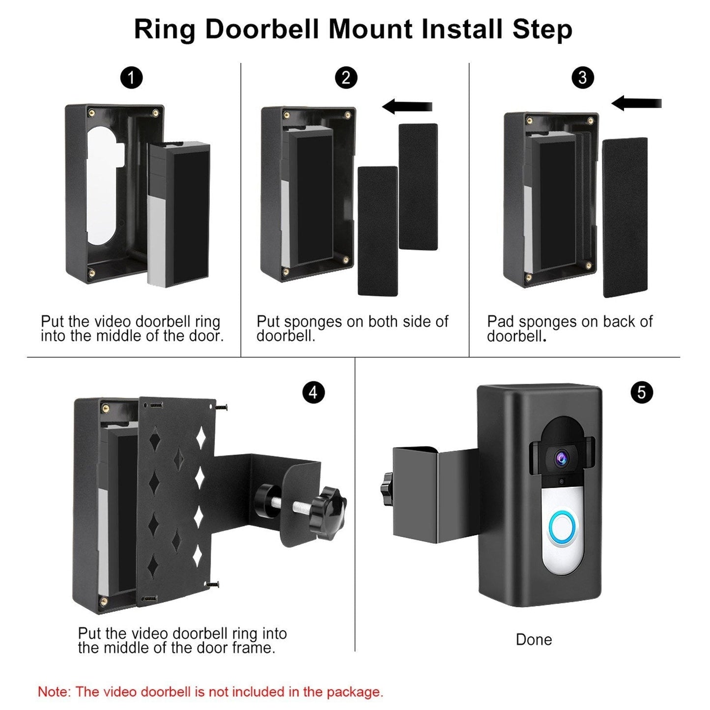 GETDECO no-drill anti-theft doorbell mount for Blink and Ring video doorbells, easy to install on dorms, apartments, and offices.