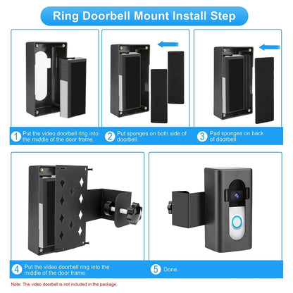 GETDECO no-drill anti-theft doorbell mount for Blink and Ring video doorbells, easy to install on doors or walls.