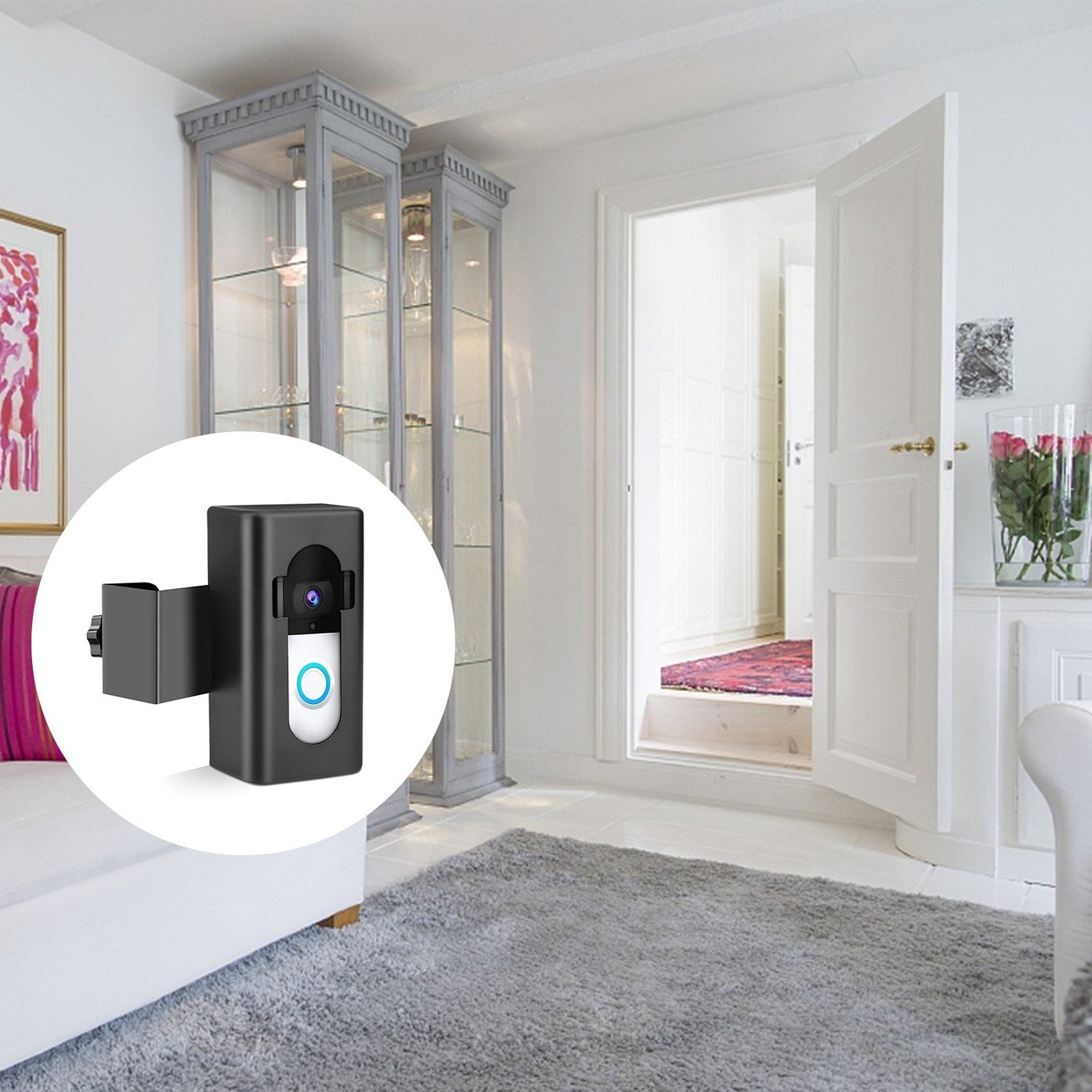GETDECO no-drill anti-theft doorbell mount for Blink and Ring video doorbells, easy to install on doors and walls.