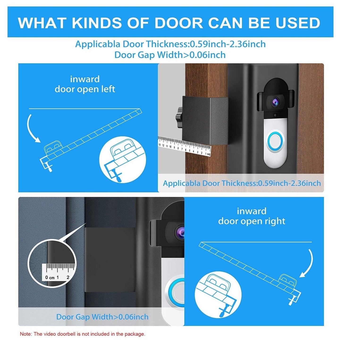 GETDECO no-drill anti-theft smart doorbell mount for Blink and Ring video doorbells, easy to install on doors and walls.