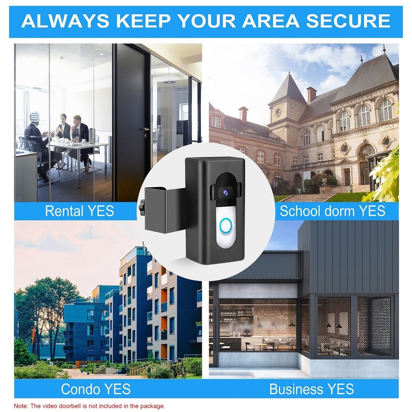 GETDECO no-drill anti-theft smart doorbell mount for Blink and Ring, easy to install on doors in dorms, apartments, and offices.