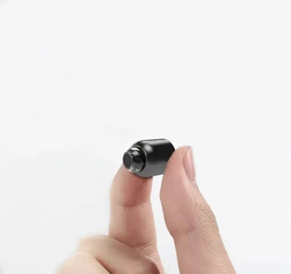 Mivoza Mini WiFi Security Camera showing black cube with lens, night vision LEDs, and compact design for home surveillance.