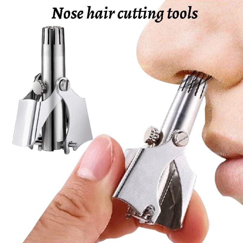 Belro stainless steel manual nose hair trimmer for men, washable and portable personal grooming tool for nose and ear hair removal.