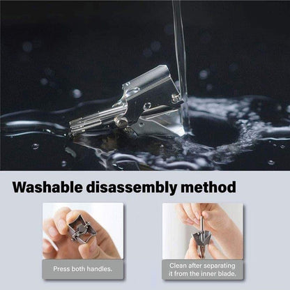 Belro stainless steel manual nose hair trimmer for men, washable and portable personal care device for nose and ear grooming.