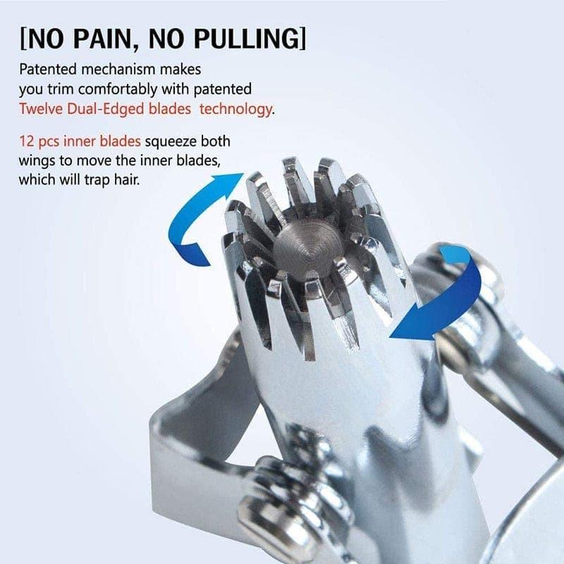 Belro stainless steel manual nose hair trimmer for men, portable, washable personal care appliance for nose and ear grooming.