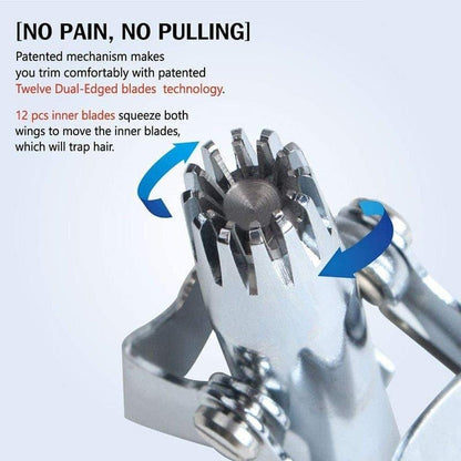 Stainless steel manual nose hair trimmer for men by Belro, washable and portable for precise nose and ear hair grooming.